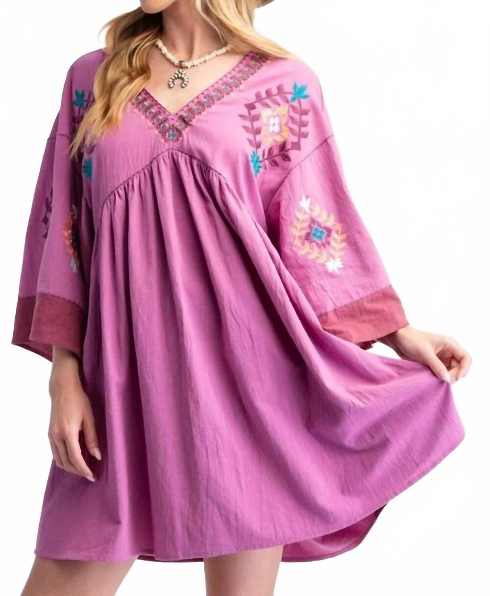 NEW EASEL embroidered mini dress in pink
